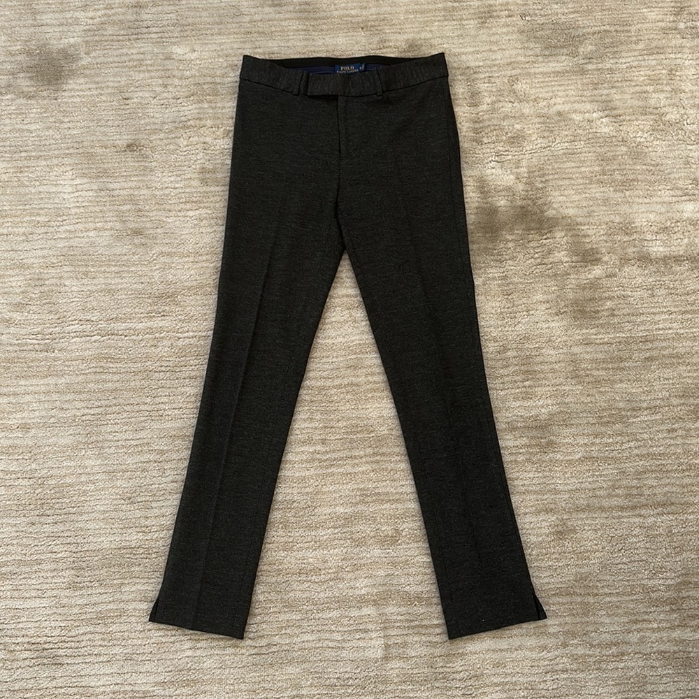 Polo Ralph Lauren Skinny Pants Heather Charcoal Gray Size 0 Split Hem
